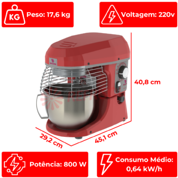 Batedeira Planetária Elétrica 05 Litros BPEL 05 Premium 220v Braesi
