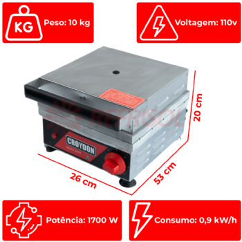 Máquina de Crepe Suiço Crepeira 10 Cavidades CRPP 110v Croydon