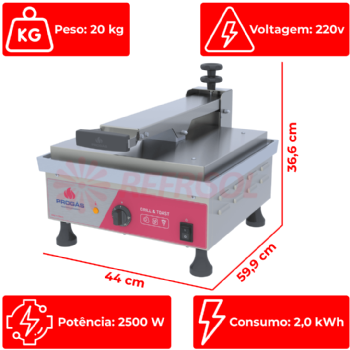 Grill Elétrico PRA-45E 220V  Progás