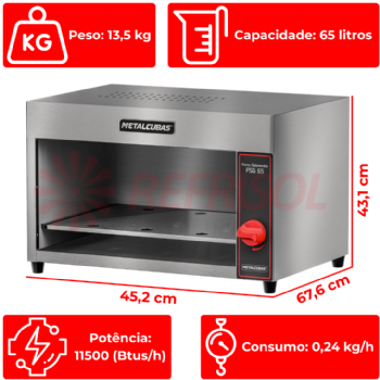 Forno Gratinador a Gás Salamandra FSG 65 Metalcubas