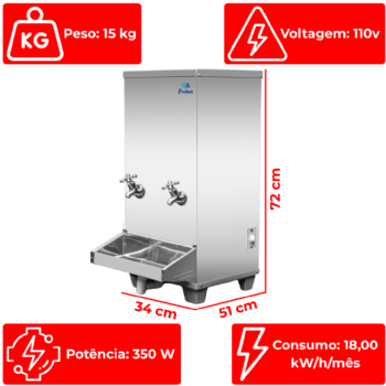 Bebedouro Industrial de Bancada 2 Geladas Inox 25 Litros 110v Frisbel