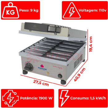 Máquina de Crepe Suiço Crepeira 12 Cavidades PRK-12 E 110v Progás