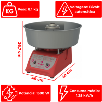 Máquina de Algodão Doce ADB-02 Aluminio Bivolt Braesi