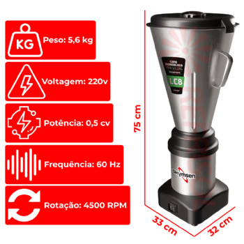 Liquidificador Comercial 8 Litros LC8 Baixa Rotação 220v Skymsen
