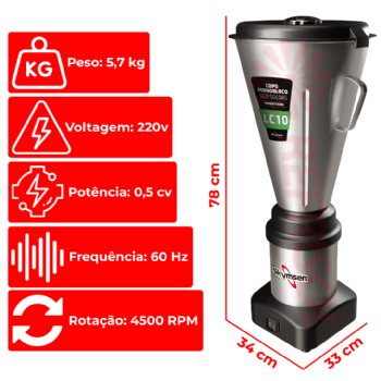 Liquidificador Comercial 10 Litros LC 10 Baixa Rotação 220v Skymsen