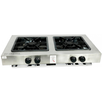 Fogão Industrial De Embutir Aço Inox 2 Bocas Duplas ACFI 3402 Baixa Pressão Araceba