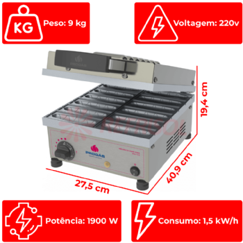 Máquina de Crepe Suiço Crepeira 12 Cavidades PRK-12 E 220v Progás