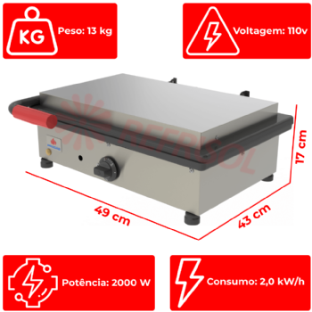 Grill Sanduicheira Elétrica PR-500 E 110v Progás