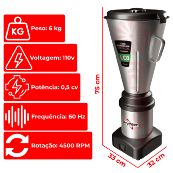 Liquidificador Comercial 08 Litros LC 08 Baixa Rotação 110v Skymsen