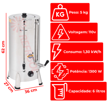 Cafeteira Elétrica Tradicional 6 Litros 110v Marchesoni