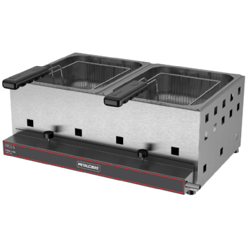 Fritadeira a Gás Alta Pressão 2 Cuba 6 Litros FRCG 6 Inox Metalcubas