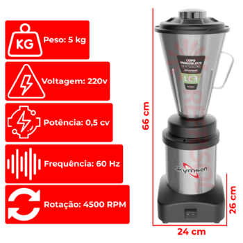 Liquidificador Comercial 03 Litros LC 03 Baixa Rotação 220v Skymsen