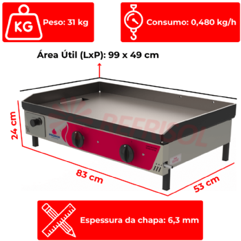 Chapa Bifeteira a Gás Style PR-800 G Progás