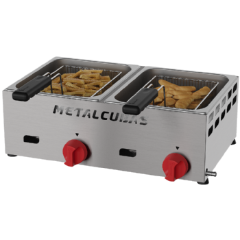 Fritadeira a Gás Baixa Pressão 2 Cubas 3 Litros FRCG 6 Inox Metalcubas