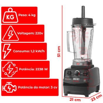 Liquidificador Maxi Blender BM2 Copo Tritan Alta Rotação 220v Skymsen