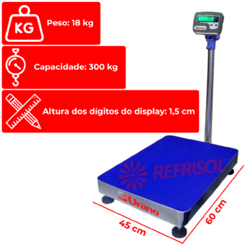 Balança De Plataforma UR 10000 Light 300/100 45x60 cm Urano