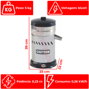 Extrator de Suco Industrial 0,25 Cv ES4EA Bivolt Croydon