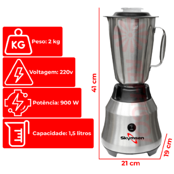 Liquidificador Comercial 1,5 Litros LI 1.5 Alta Rotação 220v Skymsen