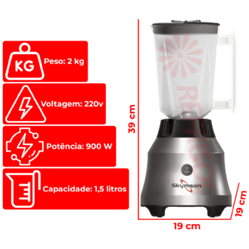 Liquidificador Comercial Copo Plástico 1.5 Litros LT 1.5 Alta Rotação 220v Skymsen