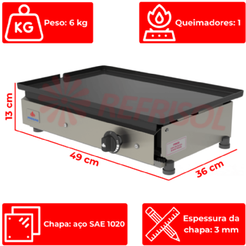 Chapa Bifeteira a Gás Profissional PR 450 Prógas