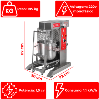 Batedeira Planetária 38 Litros BP 38 C Inox 220v G Paniz