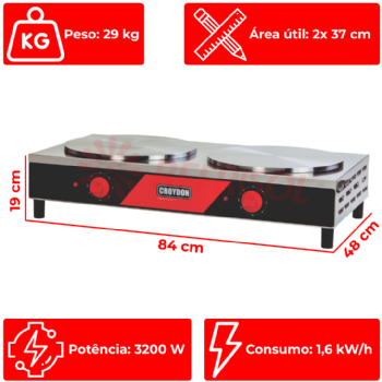 Panquequeira Elétrica Dupla MPED 220v Croydon