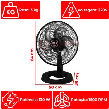 Ventilador De Mesa Oscilante Premium Preto 220v Tron