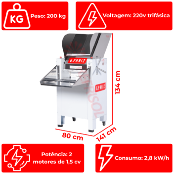 Cilindro Sovador CS 500 Bandeja Inox Trifásico 220v G Paniz