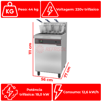 Fritadeira Elétrica Água e Óleo Premium FAO 3 C PRM 220v Trifásico Metalcubas