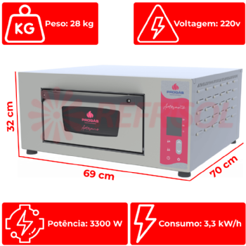 Forno Lastro Elétrico Digital Para Pizza e Pães PRART-40 220v Progás