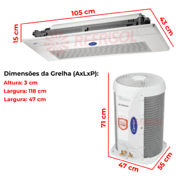 Ar-Condicionado Split Cassete Inverter 1 Via 18.000 BTU Frio 220v Midea Carrier 38TVCD18515MC