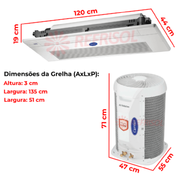 Ar-Condicionado Split Cassete Inverter 1 Via 18.000 BTU Quente/Frio 220v Midea Carrier 38TVQD18515MC