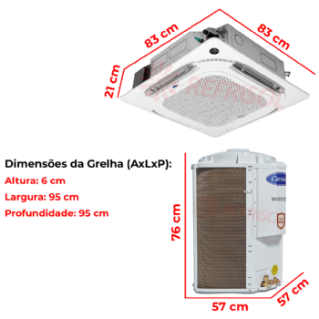 Ar-Condicionado Split Cassete Inverter 4 Vias 24.000 BTU Quente/Frio 220v Midea Carrier 38TVQD24515MC