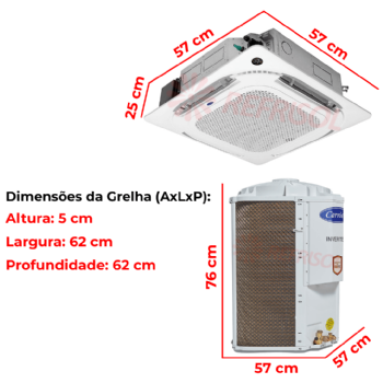 Ar-Condicionado Split Cassete Inverter 4 Vias 18.000 BTU Frio 220v Midea Carrier 38TVCD18515MC