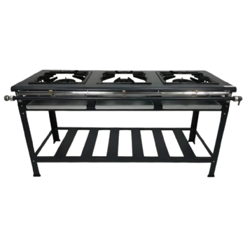 Fogão Industrial 3 Bocas Simples 40x40 Alta Pressão Queimador Real Metal Brey