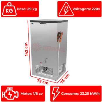 Recipiente Refrigerado Dosador de Água 200 Litros 220v Venâncio