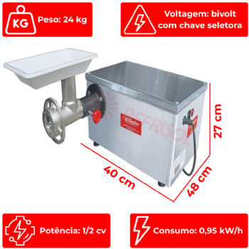 Extrusor Com Moedor 1490 Boca 9 Bivolt Bigolar