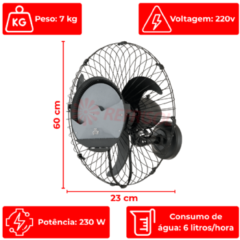 Climatizador Ventilador Atenas De Parede 60 cm 220v Goar