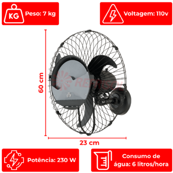 Climatizador Ventilador Atenas De Parede 60 cm 110v Goar