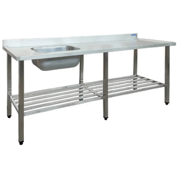 Mesa Pia Esquerda 200 x 70 com 1 Cuba 50 x 40 x 25 Total Inox 430 Imeca