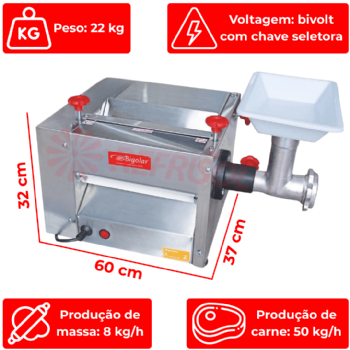 Cilindro Extrusor Moedor e Misturador Conjugados 1520 Inox Bivolt Bigolar