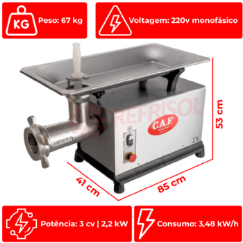 Picador Moedor de Carne Boca 98 de Ferro Fundido 220v CAF