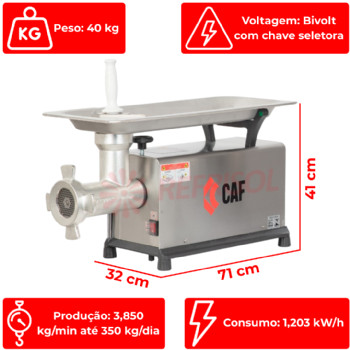 Picador Moedor de Carne Boca 22 de Ferro Fundido Bivolt CAF