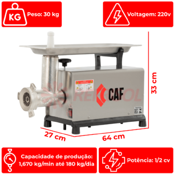 Picador Moedor de Carne Boca 10 de Ferro Fundido 220v CAF