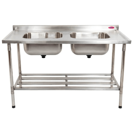 Mesa Pia 200 x 70 com 2 Cubas 50 x 40 x 25 Total Inox 430 Imeca