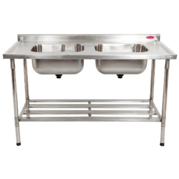 Mesa Pia 200 x 70 com 2 Cubas 50 x 40 x 25 Total Inox 430 Imeca