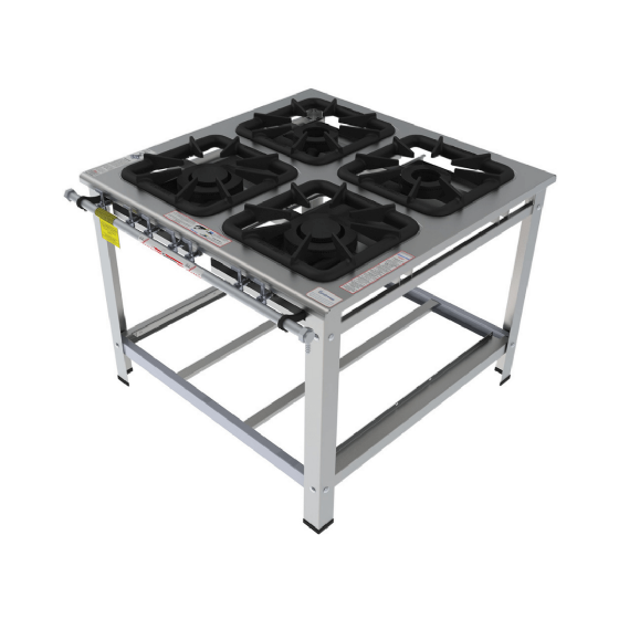 Fogão Industrial 4 Bocas Encosto Misto Inox FGI 44 EM Gastromaq