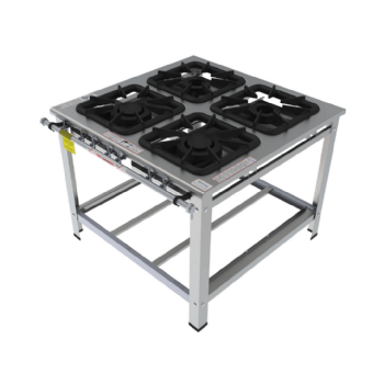 Fogão Industrial 4 Bocas Encosto Misto Inox FGI 44 EM Gastromaq