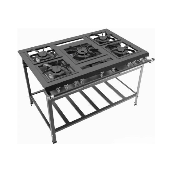 Fogão Industrial 5 Bocas Aço Carbono ACF-3305 Baixa Pressão P7 Araceba