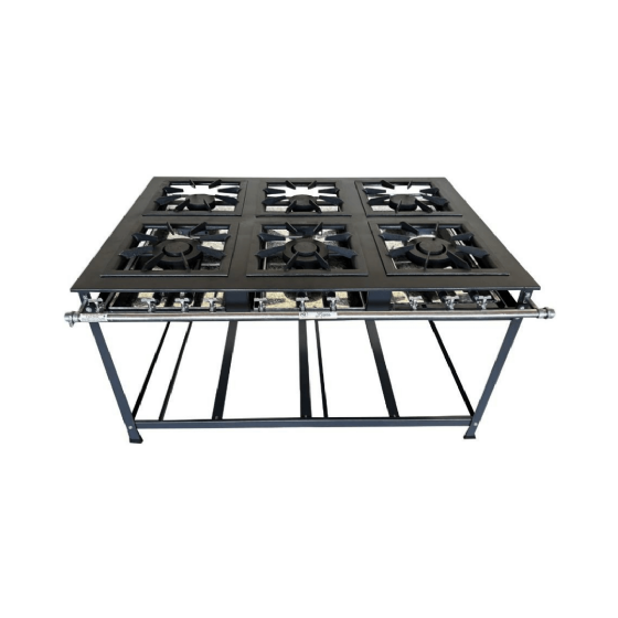 Fogão Industrial 6 Bocas 3 Simples 3 Duplas Baixa Pressão Luxo 40 x 40 P8 MR Fogões